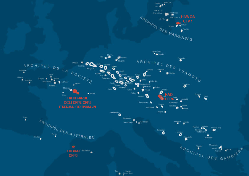 Carte d'implantation du RSMA en Polynésie Française Carte d'implantation du RSMA en Polynésie Française